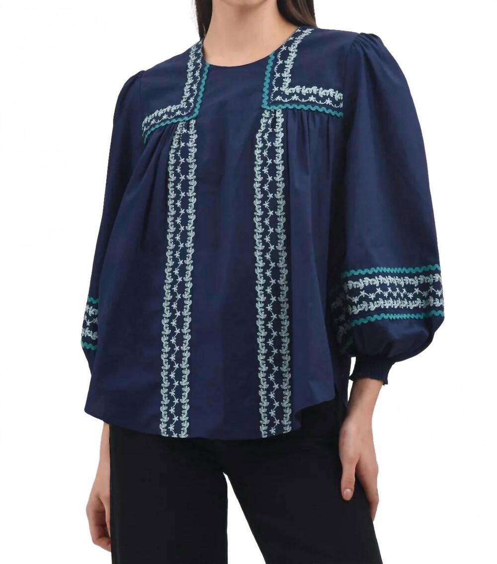NEW CELINA MOON shea blouse in blue azure